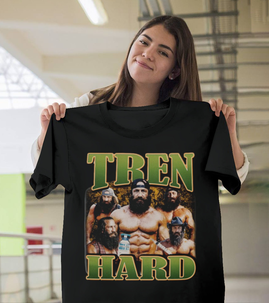TREN HARD Bodybuilding Bearded Muscular Men with Medicine Bottle T-Shirt