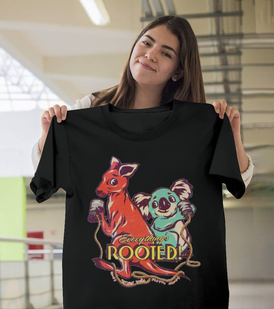 Everything's Rooted Kangaroo and Koala Play with Cords T-Shirt