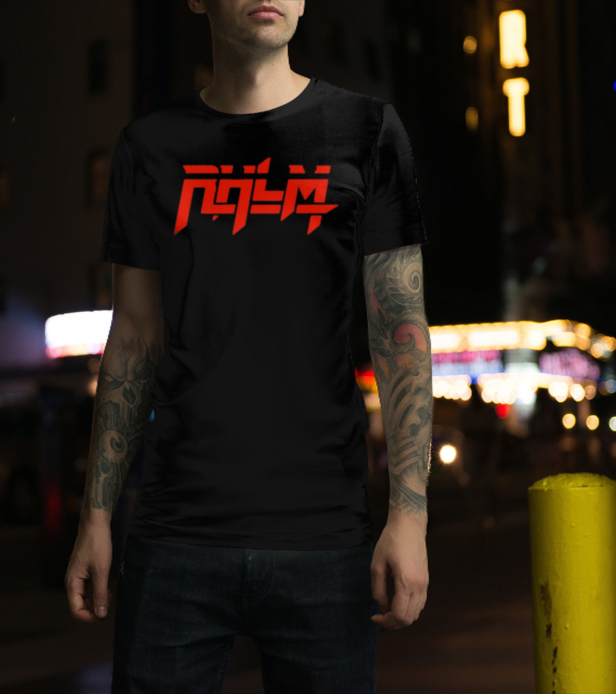 Rhlm Cyberpunk Red Futuristic Typography T-Shirt