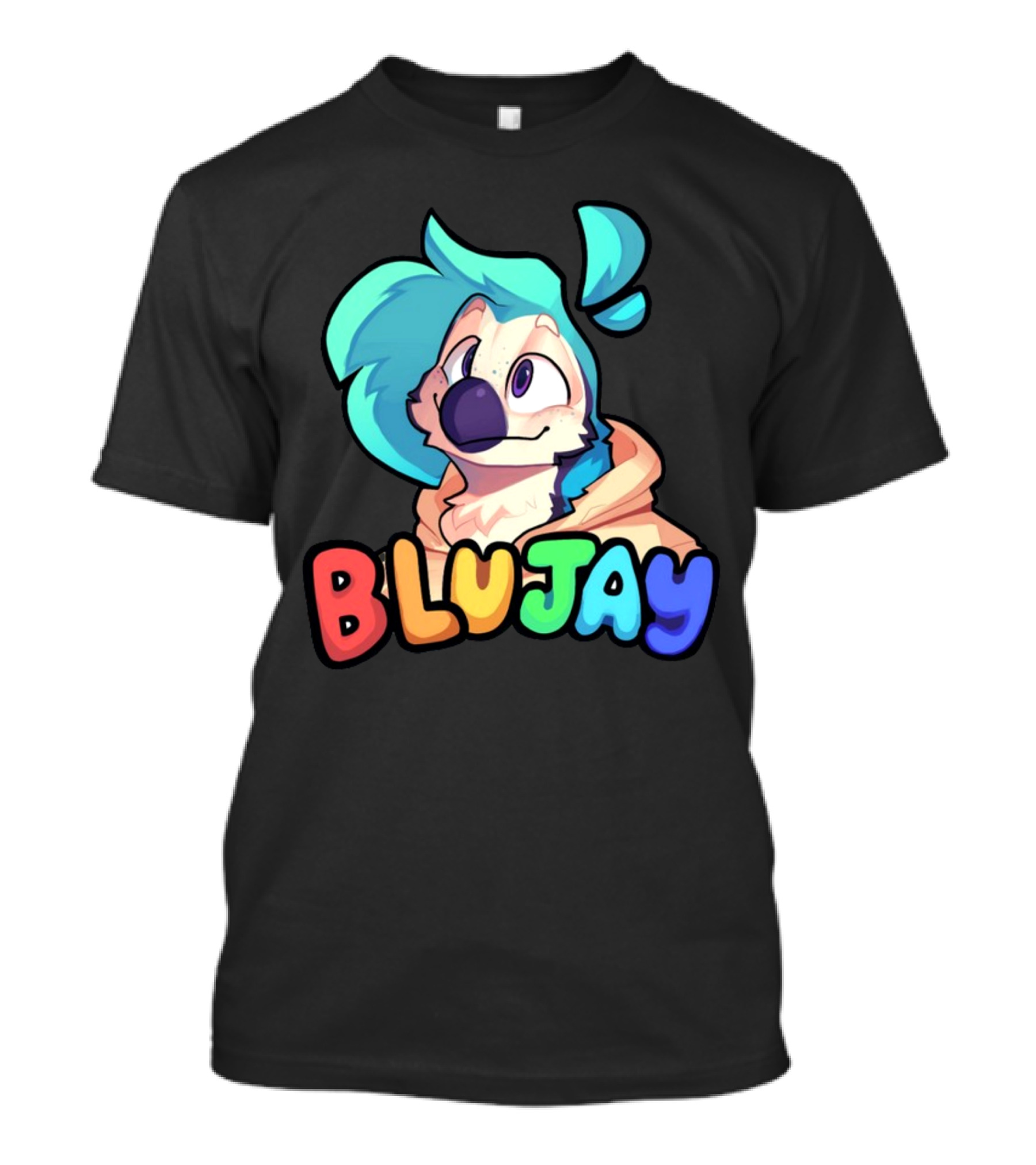 BLUJAY Blue-Haired Cartoon Character T-Shirt