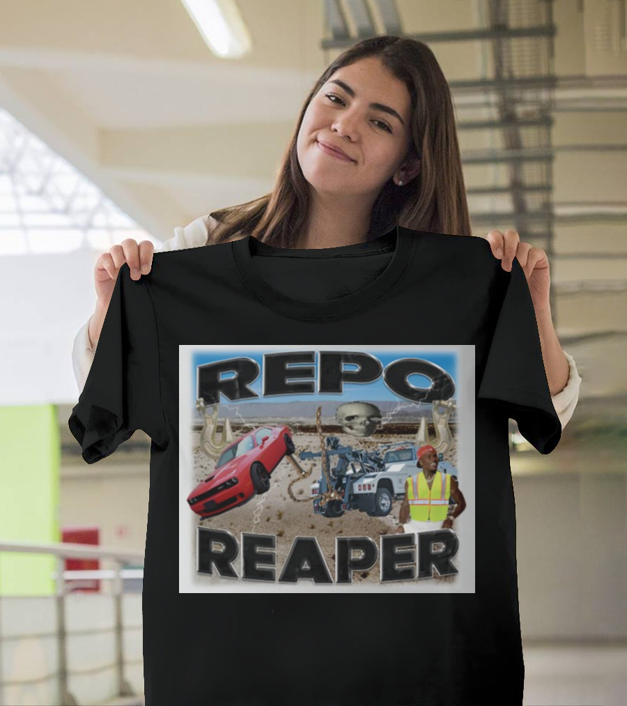 Repo Reaper Desert Adventure with Muscle Car and Tow Truck T-Shirt