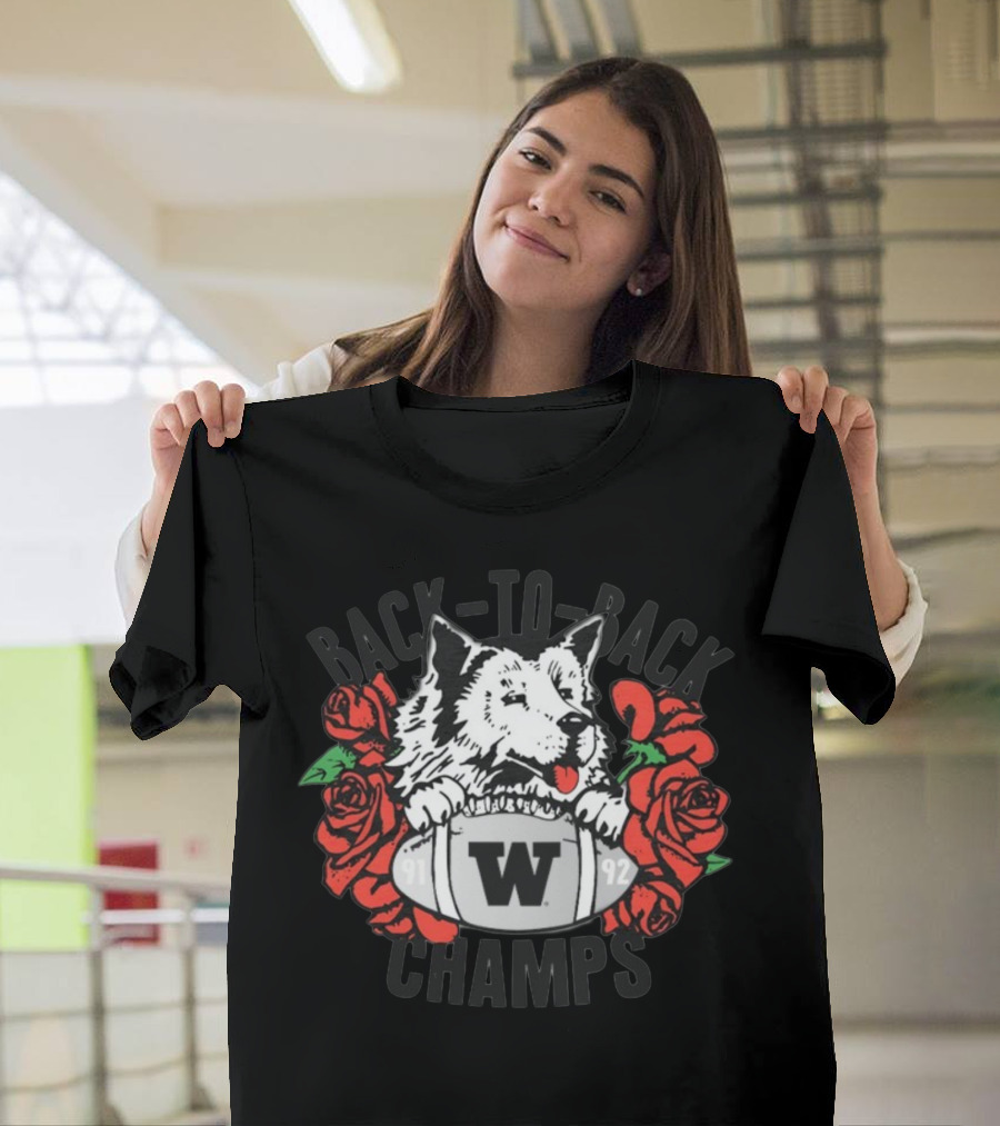 Huskies Back To Back W 91 92 Champs Roses T-Shirt