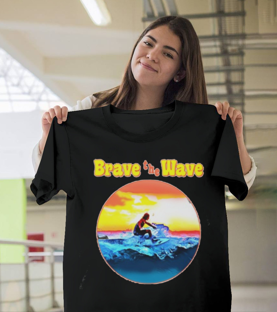 Brave The Wave Surfer At Sunset T-Shirt