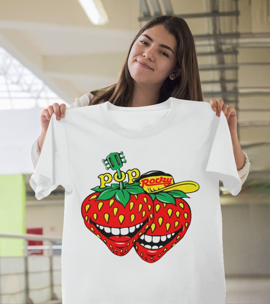 Pop Rocky Strawberry Guitar Grin T-Shirt