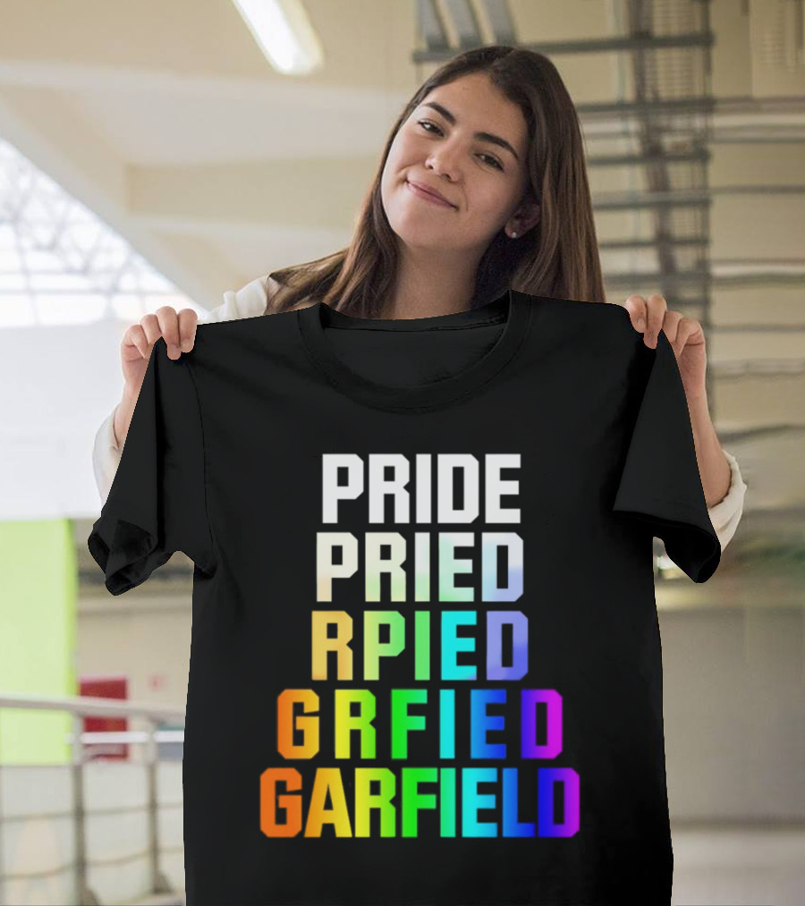 Pride Rainbow Garfield Parody Text Evolution T-Shirt