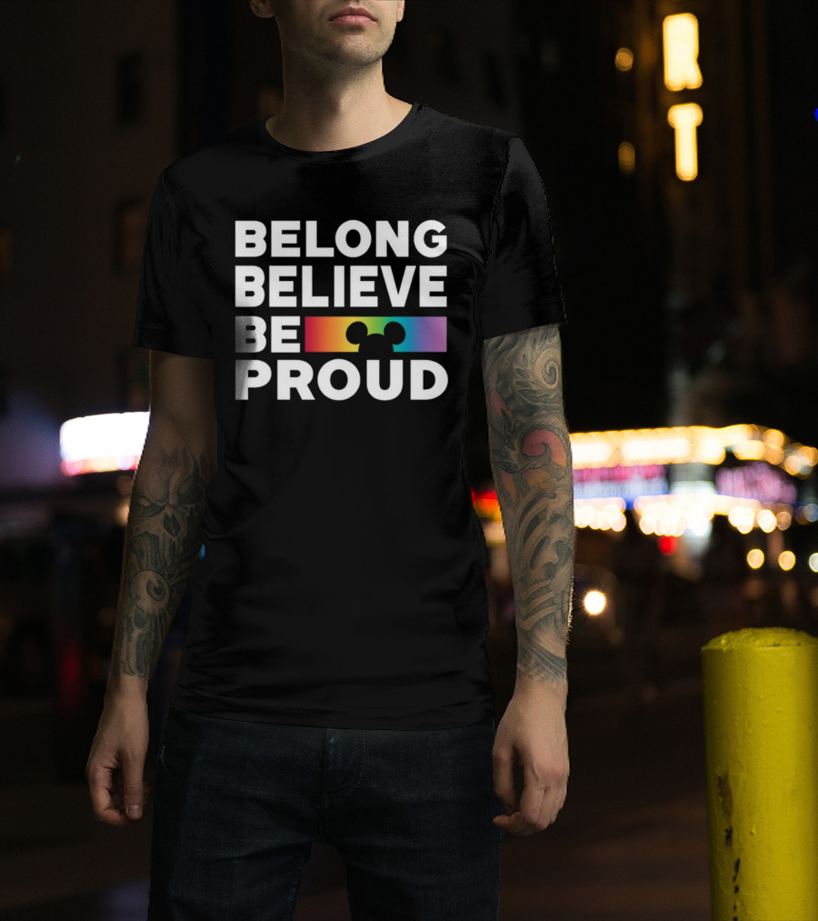Belong Believe Be Proud Rainbow Mickey T-Shirt