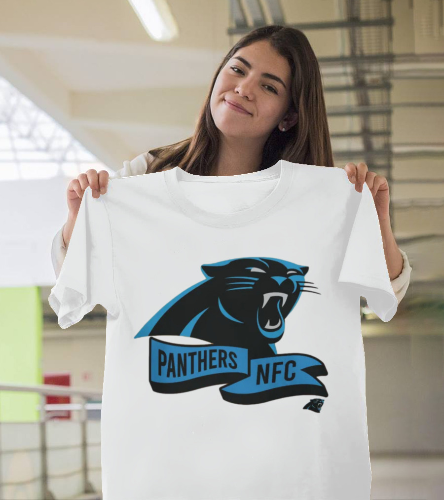 Men's Carolina Panthers New Era Cream Sideline Chrome Logo Panthers NFC T-Shirt