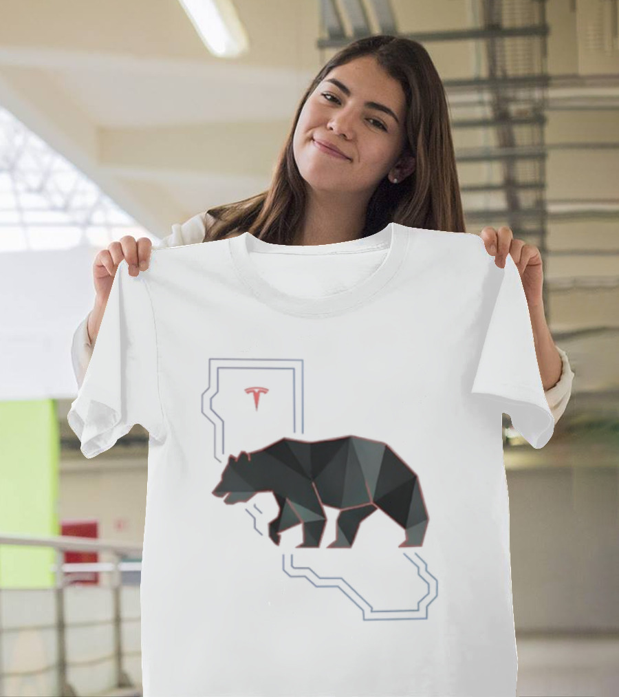 California Tech Bear Silhouette Tesla Outline T-Shirt