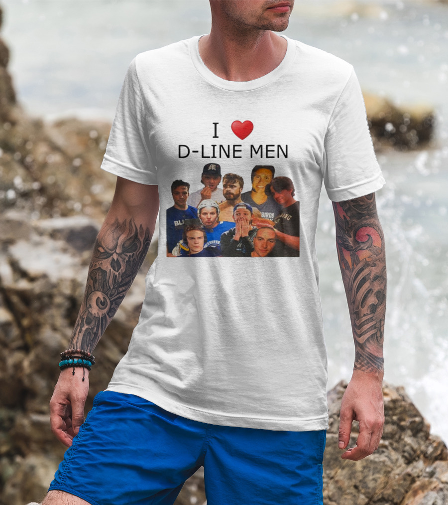 I ❤️ D-Line Men Blues Birds Sports Team Players T-Shirt