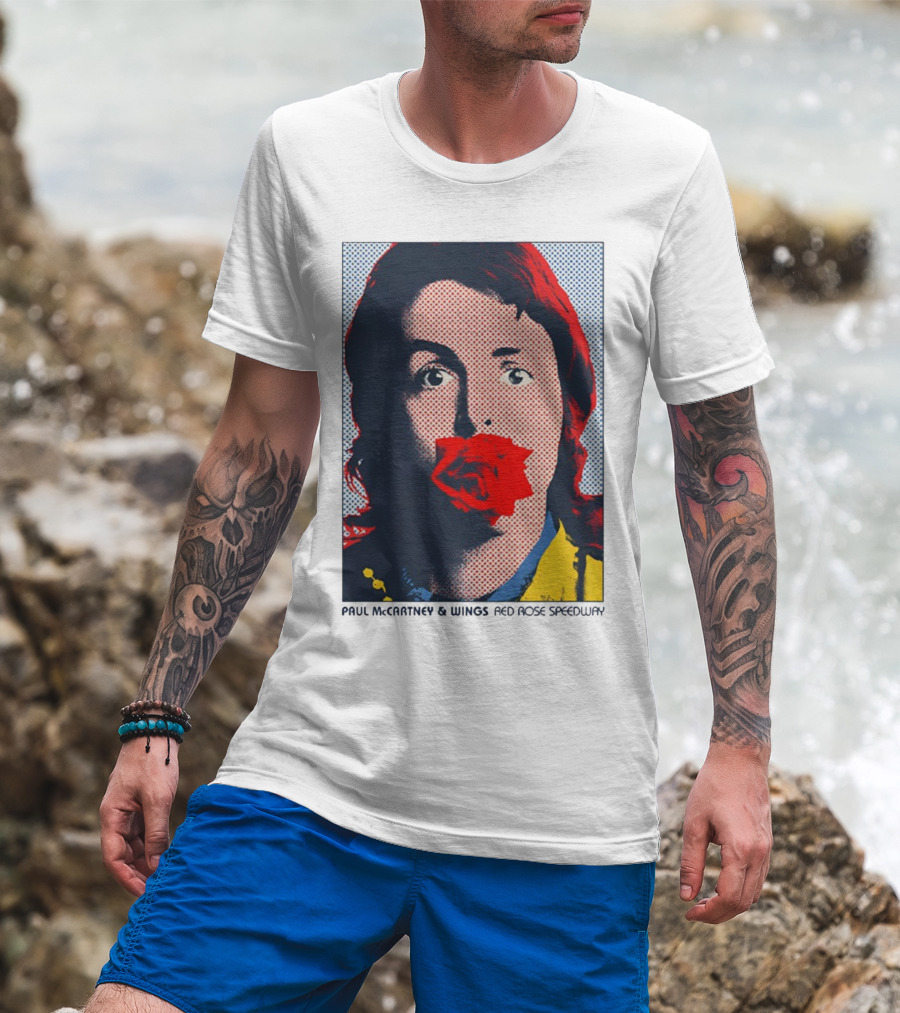 Paul McCartney And Wings Red Rose Speedway Pop Art Pixel Photo T-Shirt