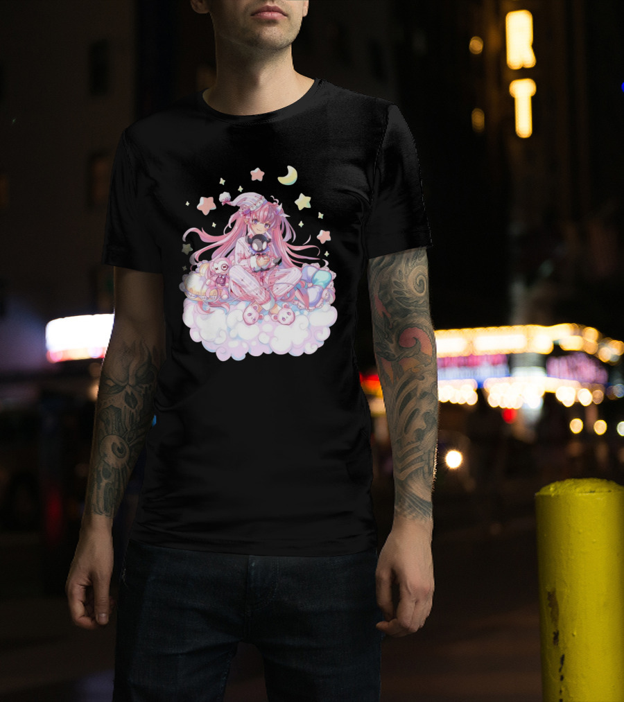 Ironmouse Vshojo Cute Pajama Sleepover With Moon And Stars T-Shirt