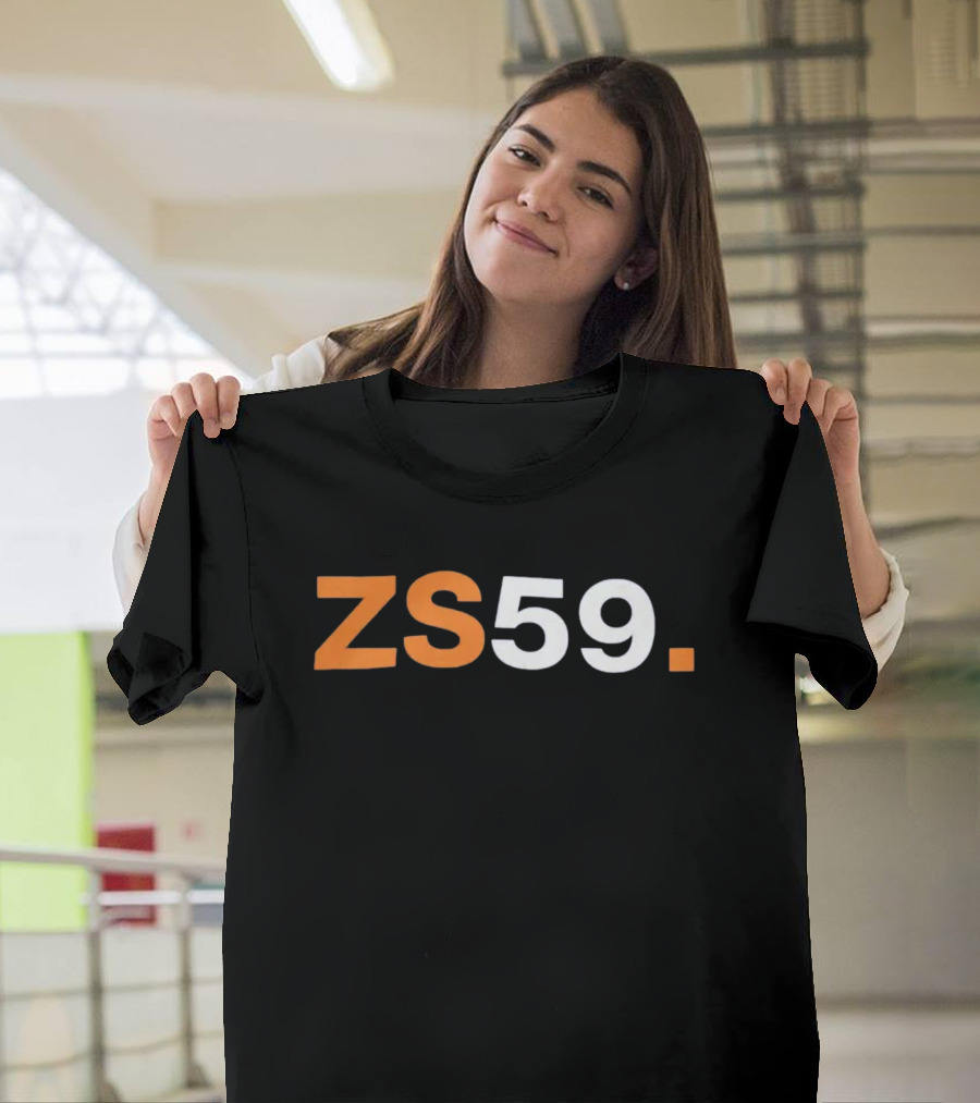 ZS59 Black And Orange Block Text T-Shirt