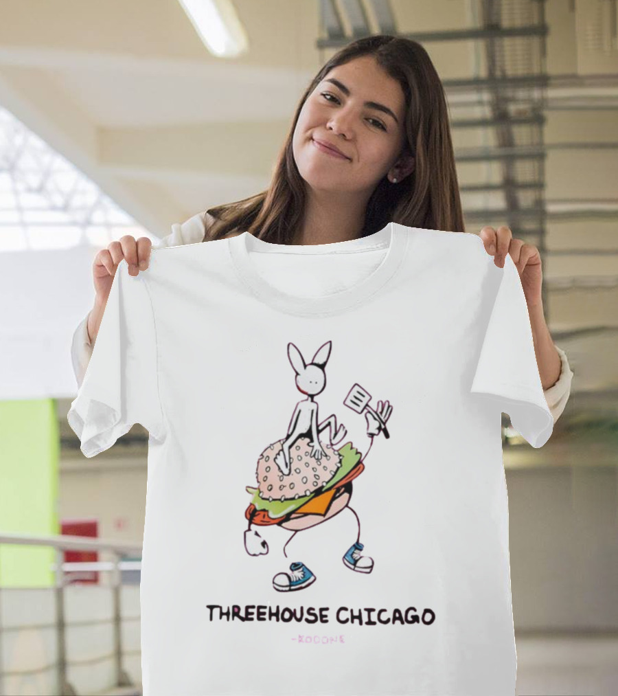 THREEHOUSE CHICAGO KODONE Burger Bunny Character Sneakers Spatula T-Shirt