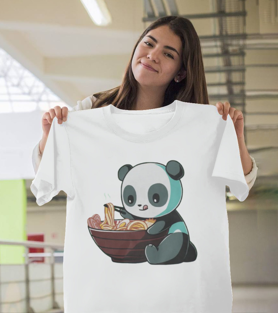 Teeturtle Ramen Panda Eating Noodles T-Shirt