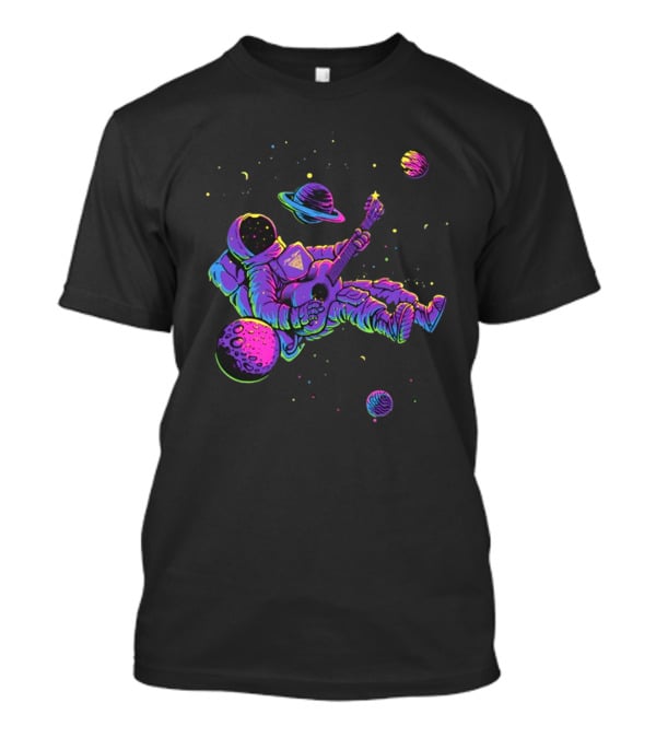 Mile Higher Far Out Astronaut Playing Guitar In Space Among Planets T-Shirt
