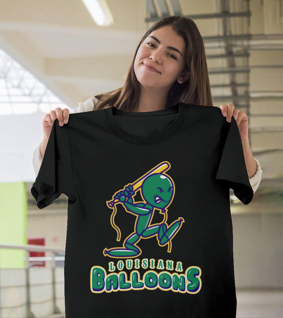 Louisiana Balloons Baseball Mascot Character T-Shirt