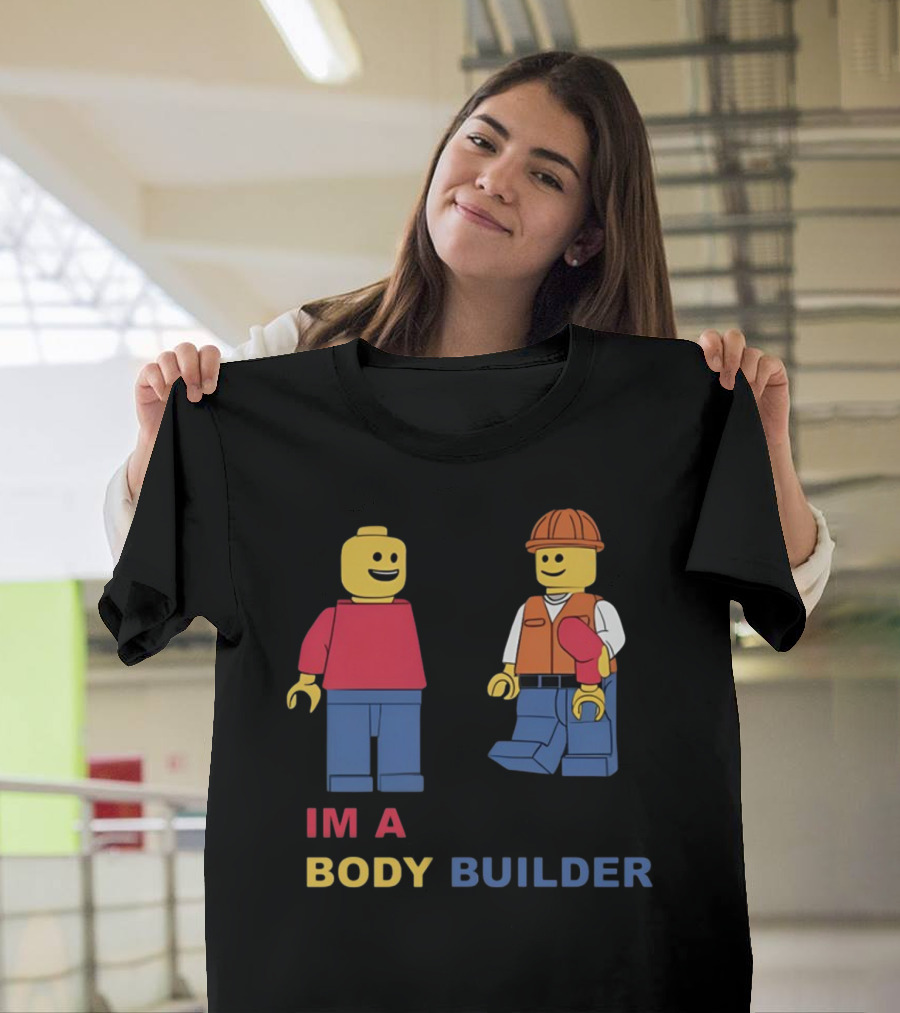 Lucca International I'm A Body Builder Lego Minifigures Construction Worker And Red-Shirted Figure T-Shirt