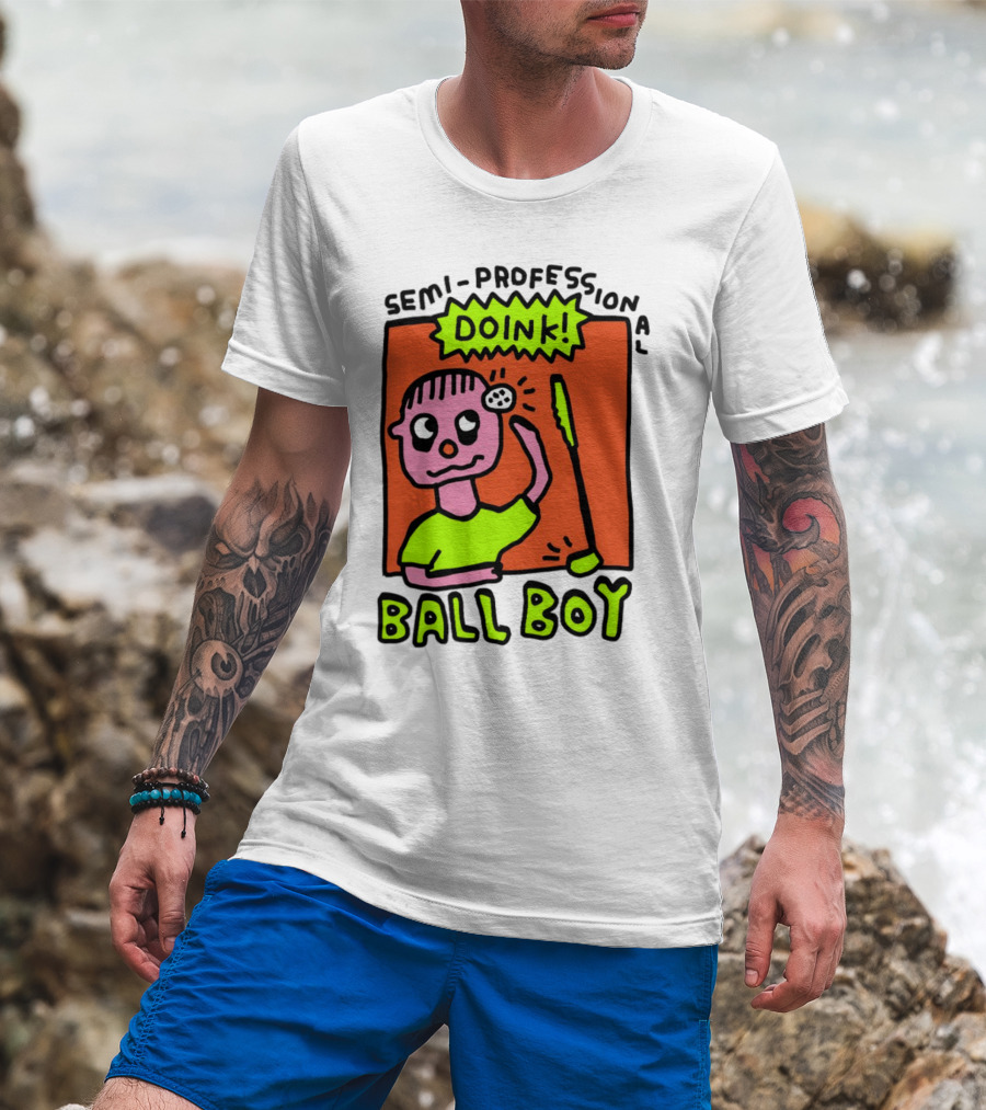 Semi-Professional Doink Ball Boy Comic Character With Club And Speech Bubble T-Shirt