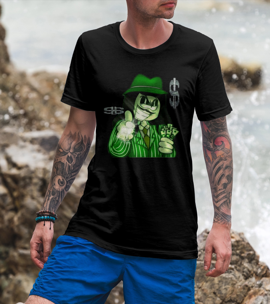 Green Gangsta Spongewhang With Money And Dollar Signs T-Shirt