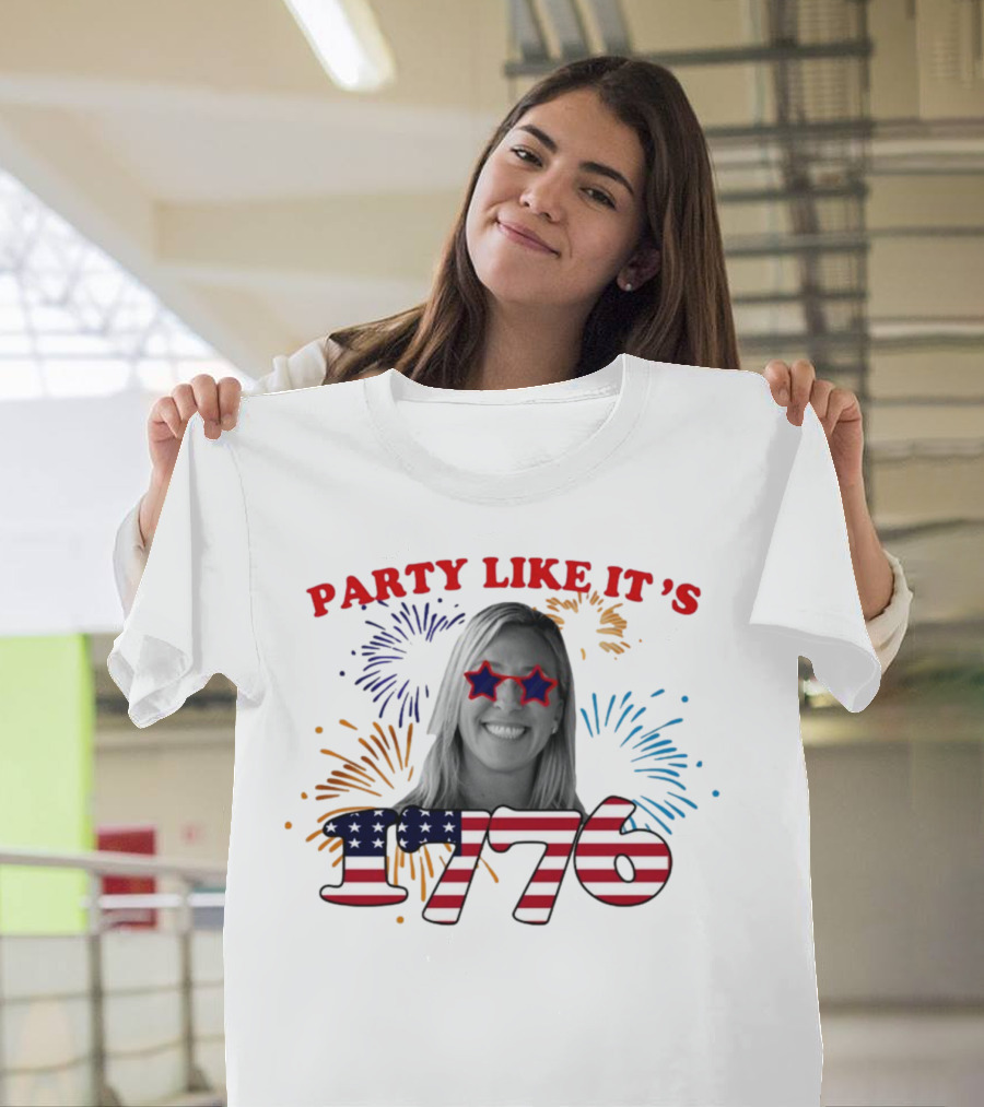 MTG Shop Marjorie Taylor Party Like It's 1776 Fireworks Star Glasses Patriotic T-Shirt
