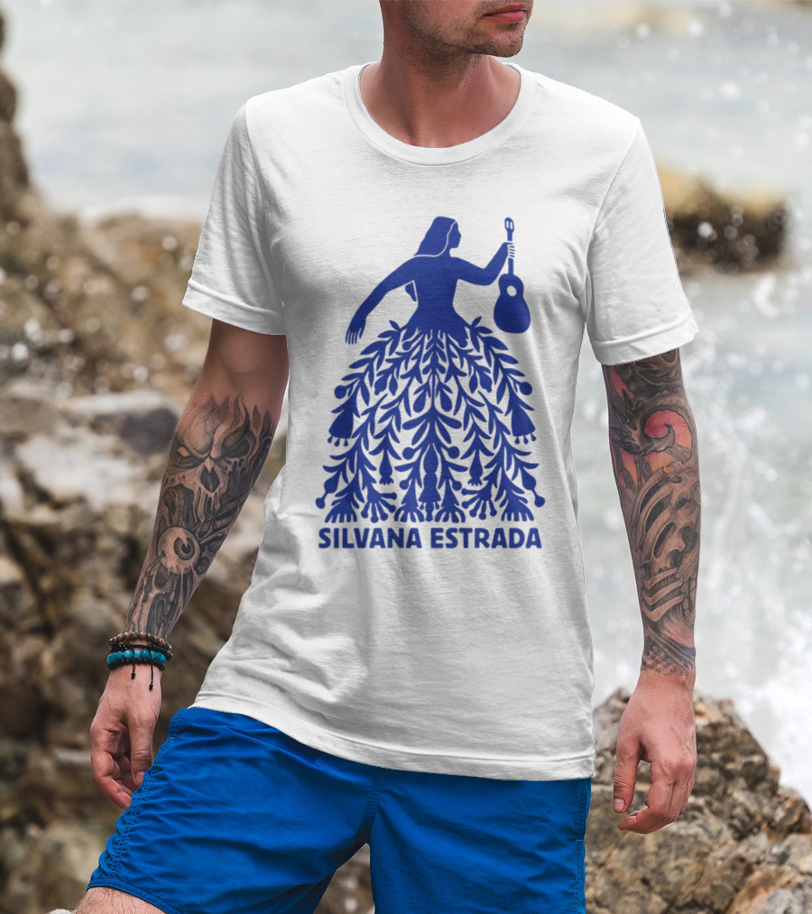 Silvana Estrada Blue Dress Guitar Motif T-Shirt
