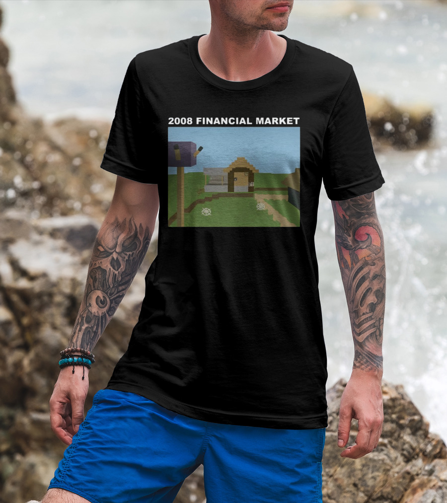 2008 Financial Market Pixelated Home Scene T-Shirt