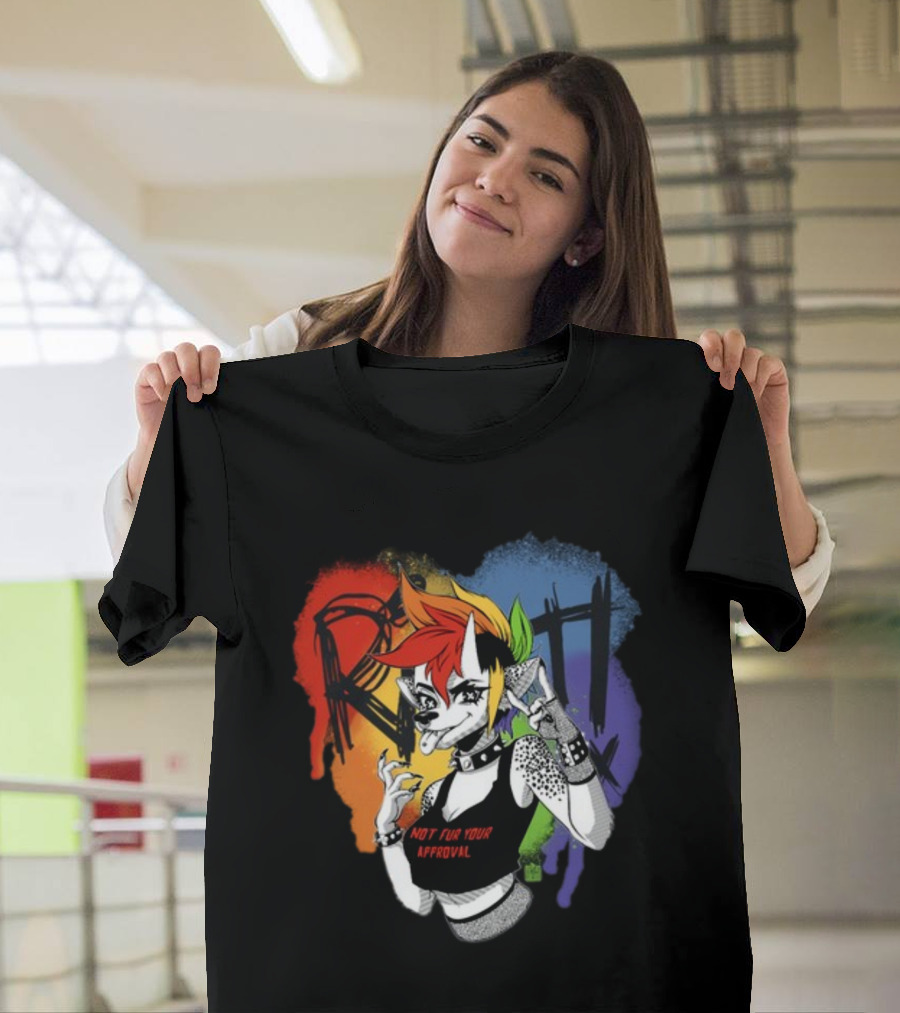 Jtwusky Riot Rainbow Hyena Not Fur Your Approval Punk T-Shirt