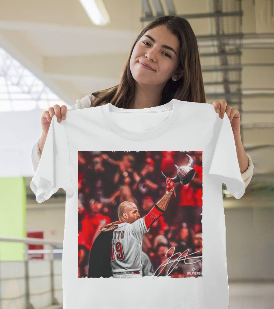 Cincyshirts Joey Votto Viking Curtain Call Players 19 Votto Signature T-Shirt