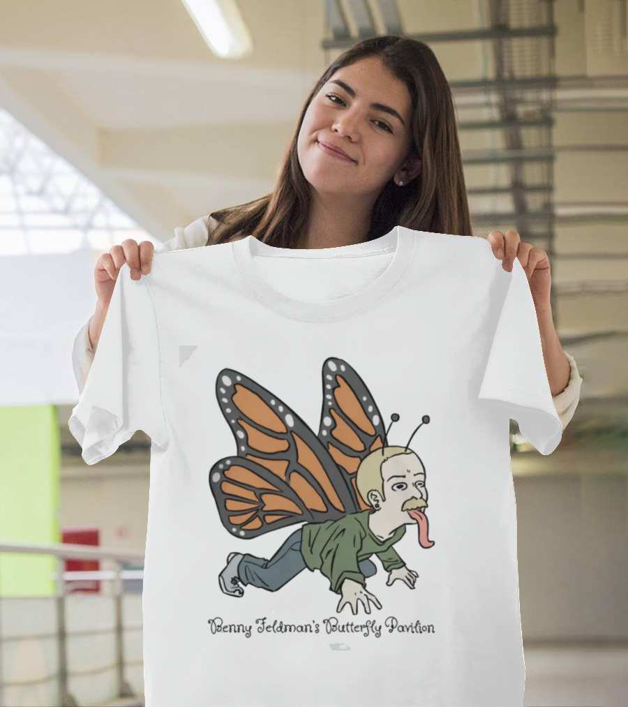 Benny Feldman's Butterfly Pavilion Winged Humanoid Cartoon with Antennae and Sneakers T-Shirt