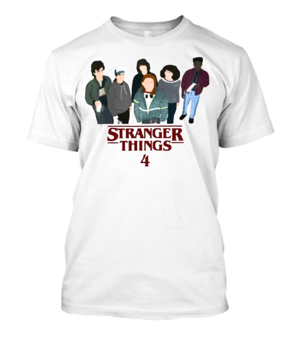 Stranger Things 4 Cast Illustration Steve Harrington Group T-Shirt