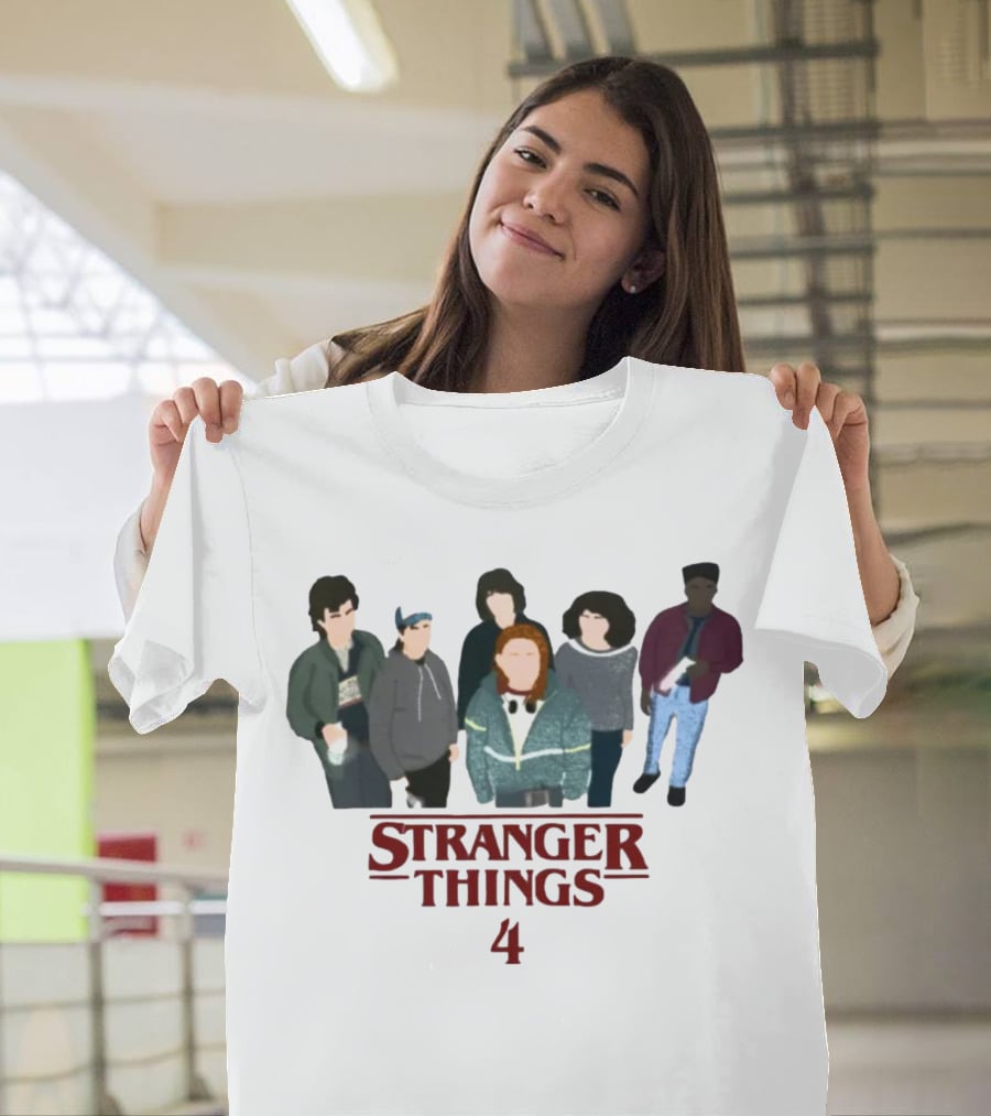 Stranger Things 4 Cast Illustration Steve Harrington Group T-Shirt