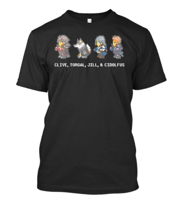 Clive Torgal Jill And Cidolfus Pixel Characters T-Shirt