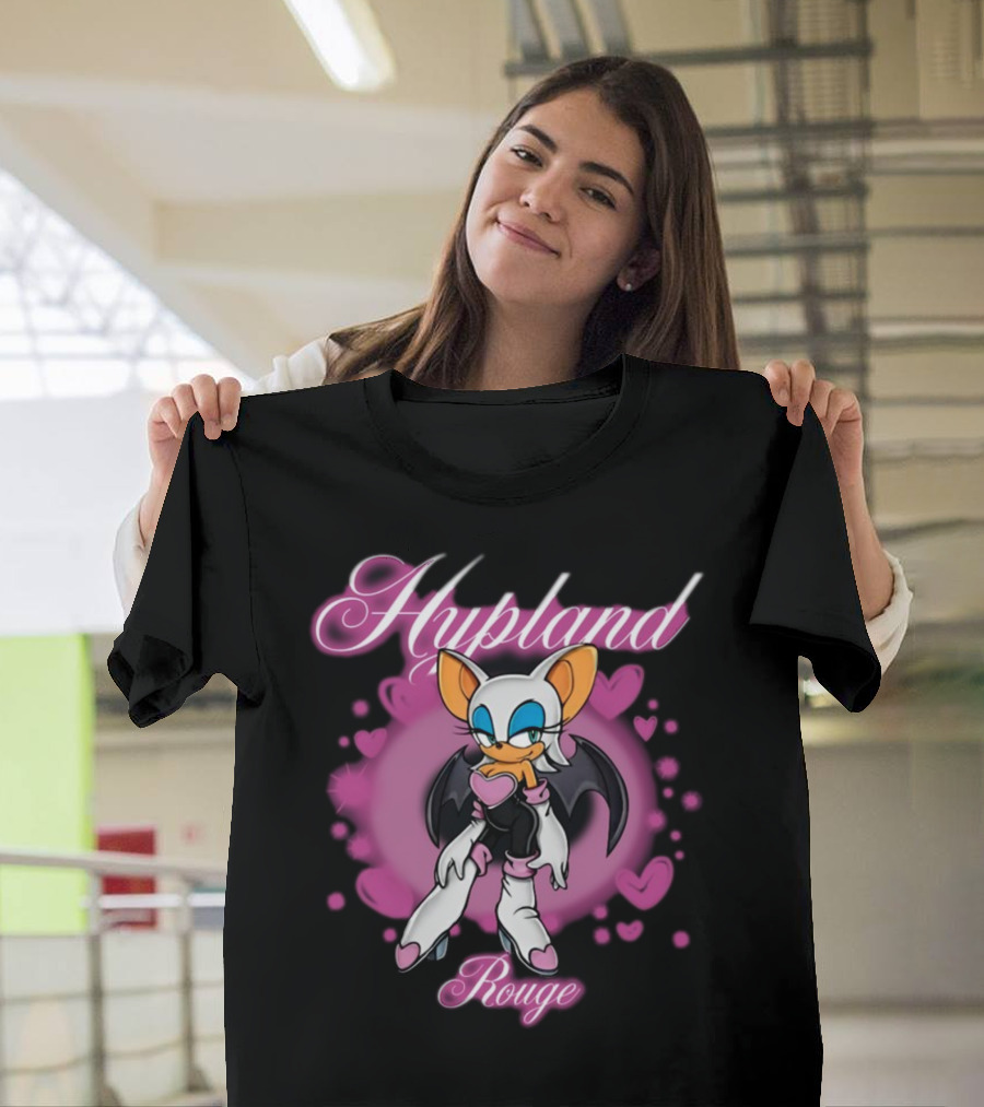 Hypland Rouge Bat Character Surrounded By Pink Hearts T-Shirt