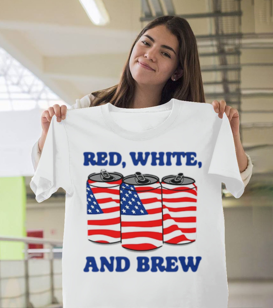 Red White And Brew Middleclassfancy American Flag Cans T-Shirt