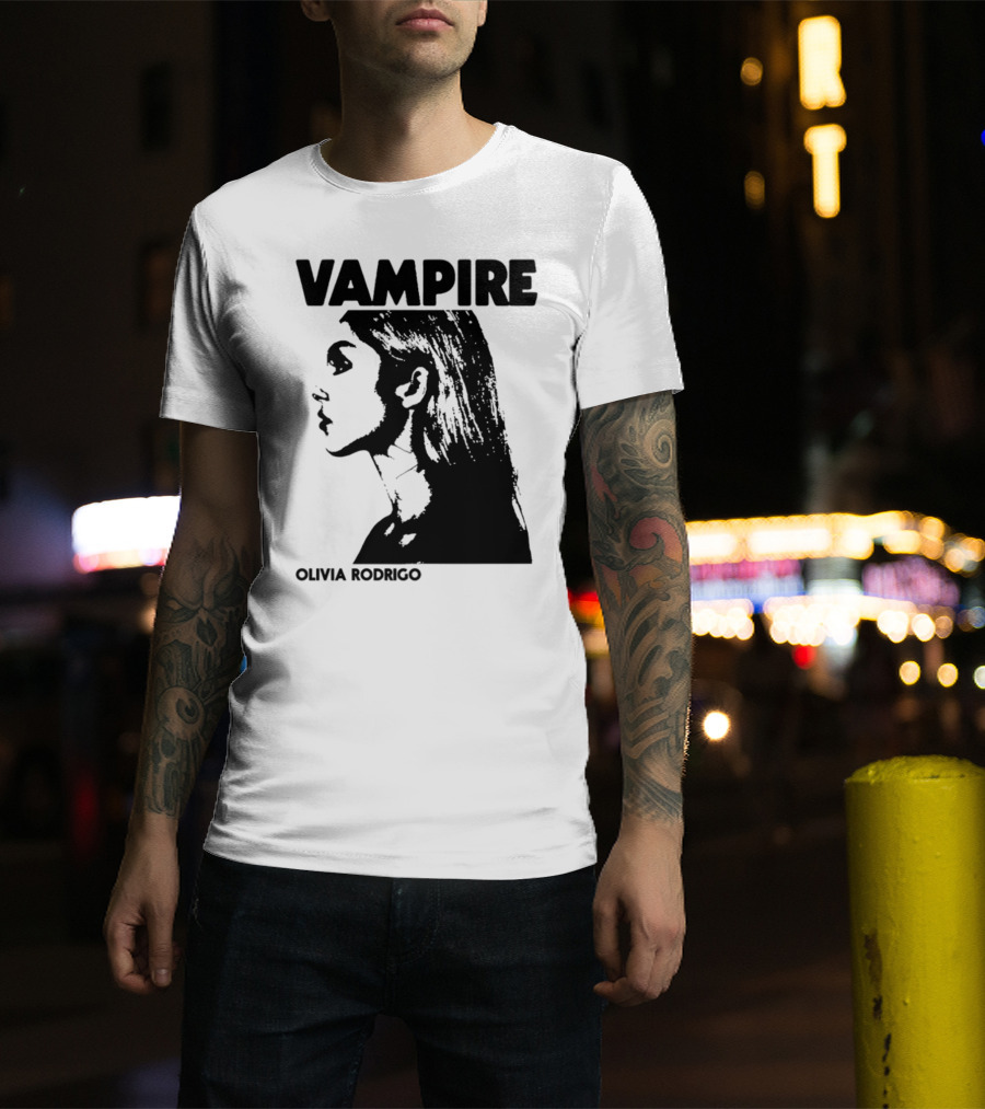 Vampire Olivia Rodrigo Silhouette Black And White Profile T-Shirt