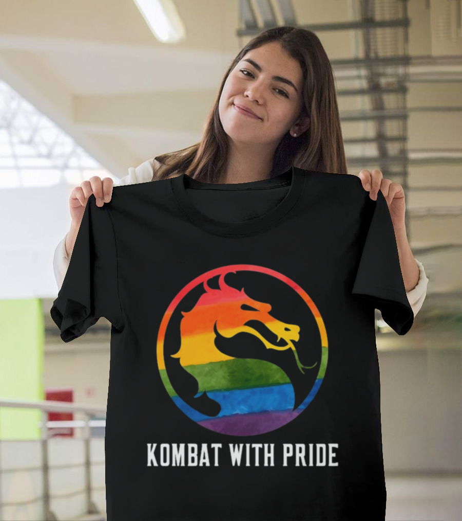 Kombat With Pride Rainbow Dragon Emblem T-Shirt