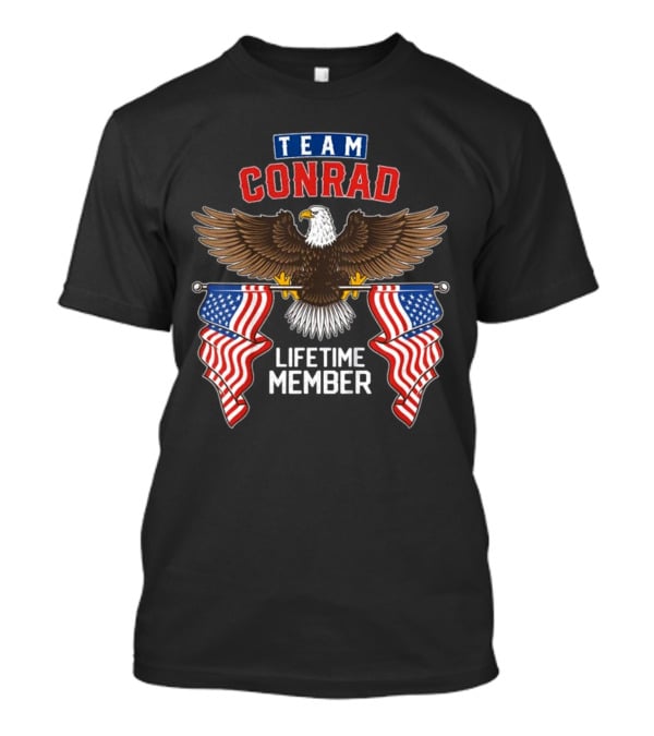 Team Conrad Lifetime Member American Eagle Flag T-Shirt