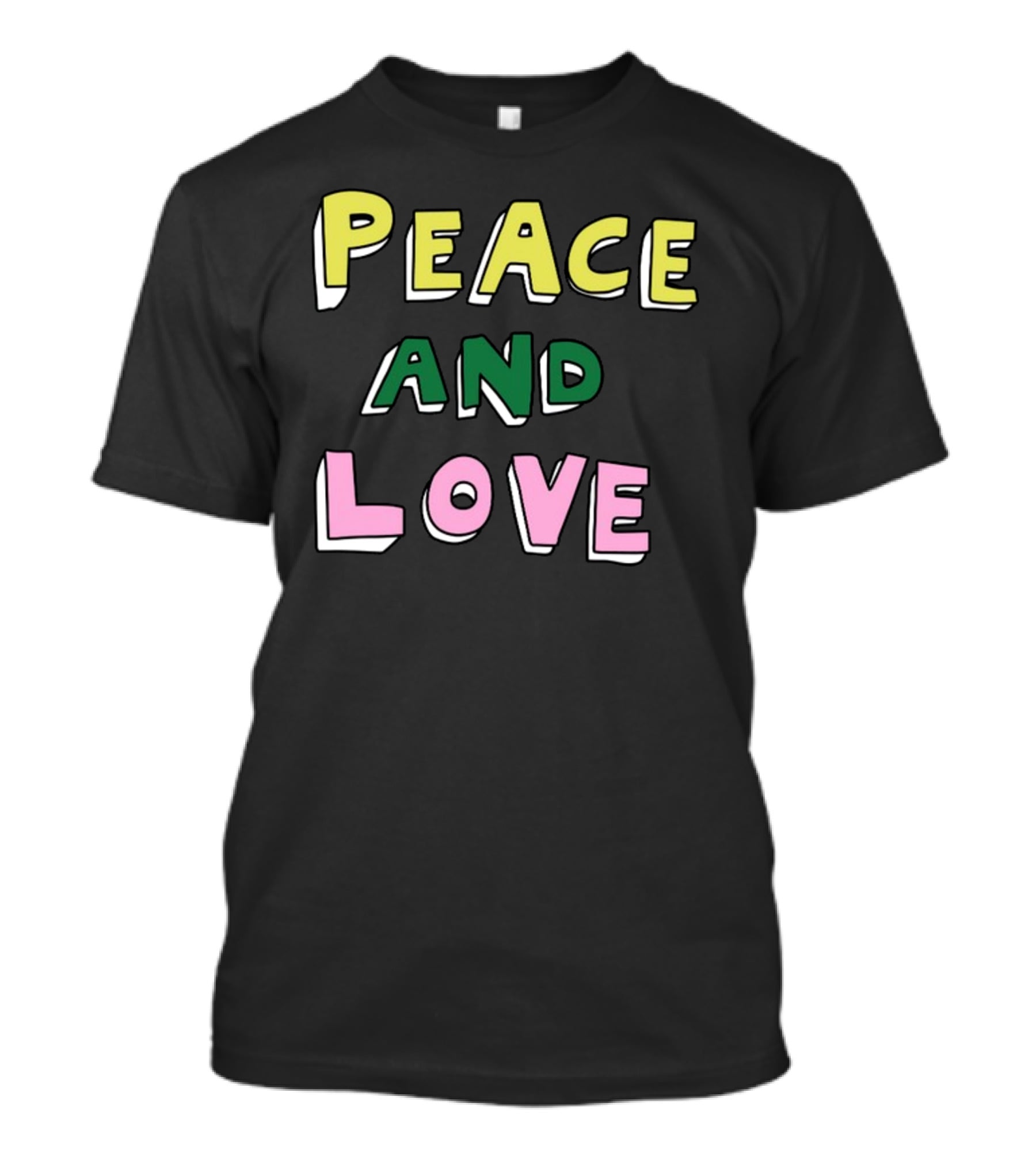 Bella Freud Peace And Love Text Bold Colorful Letters T-Shirt