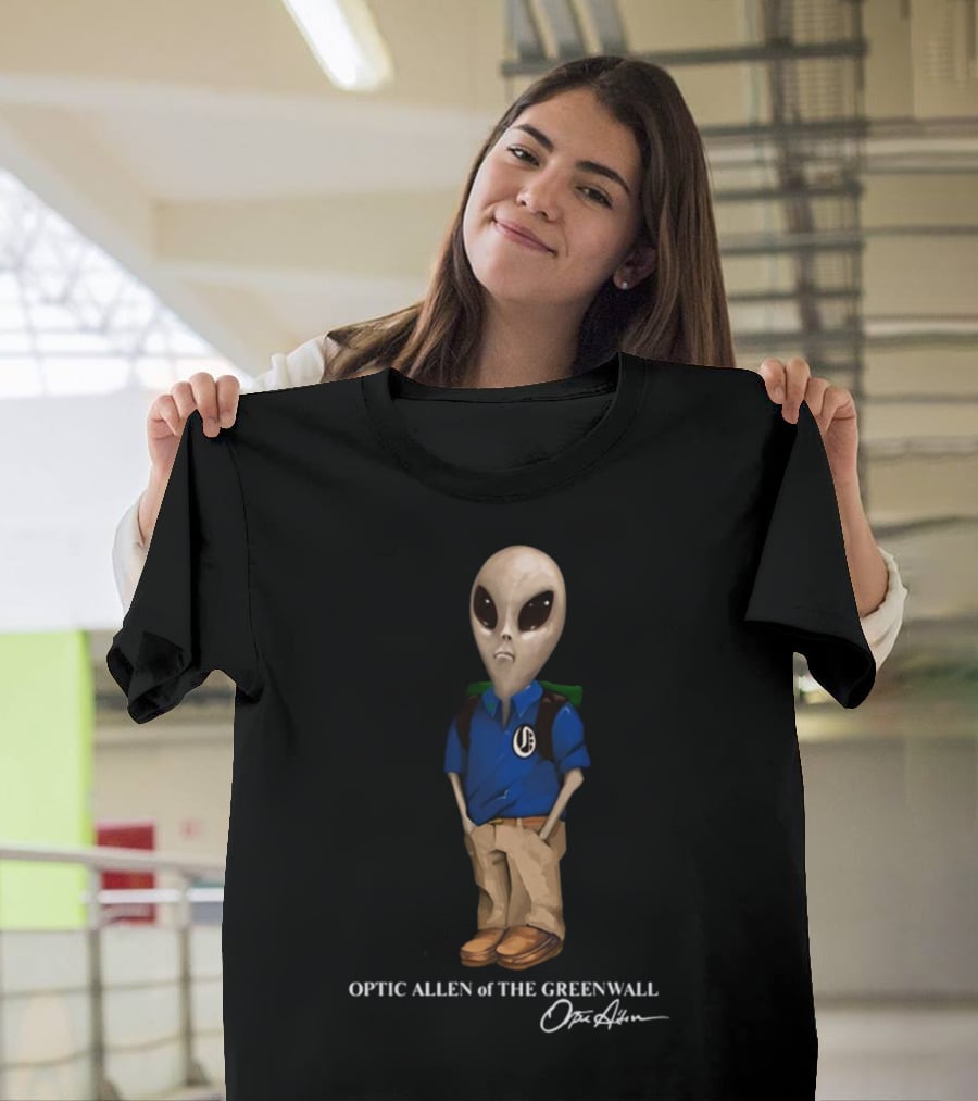 Optic Allen Of The Greenwall Alien Character With Signature T-Shirt