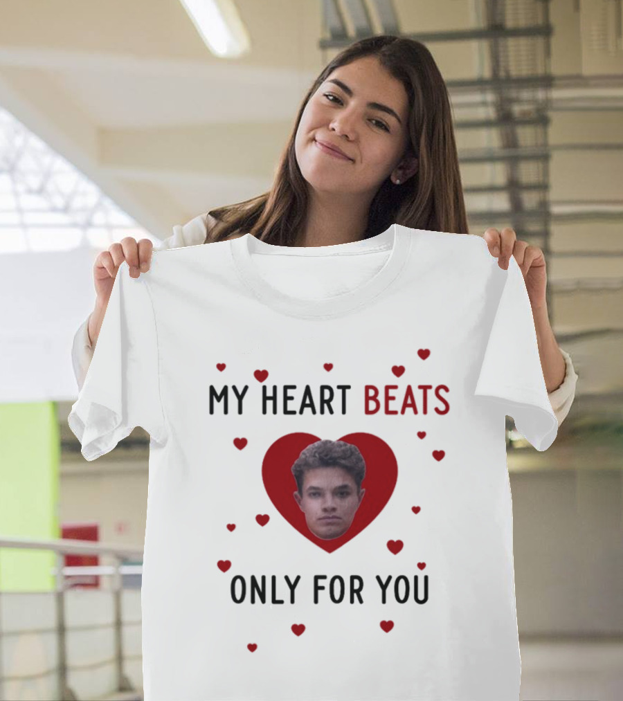 My Heart Beats Only for You Red Heart Face T-Shirt
