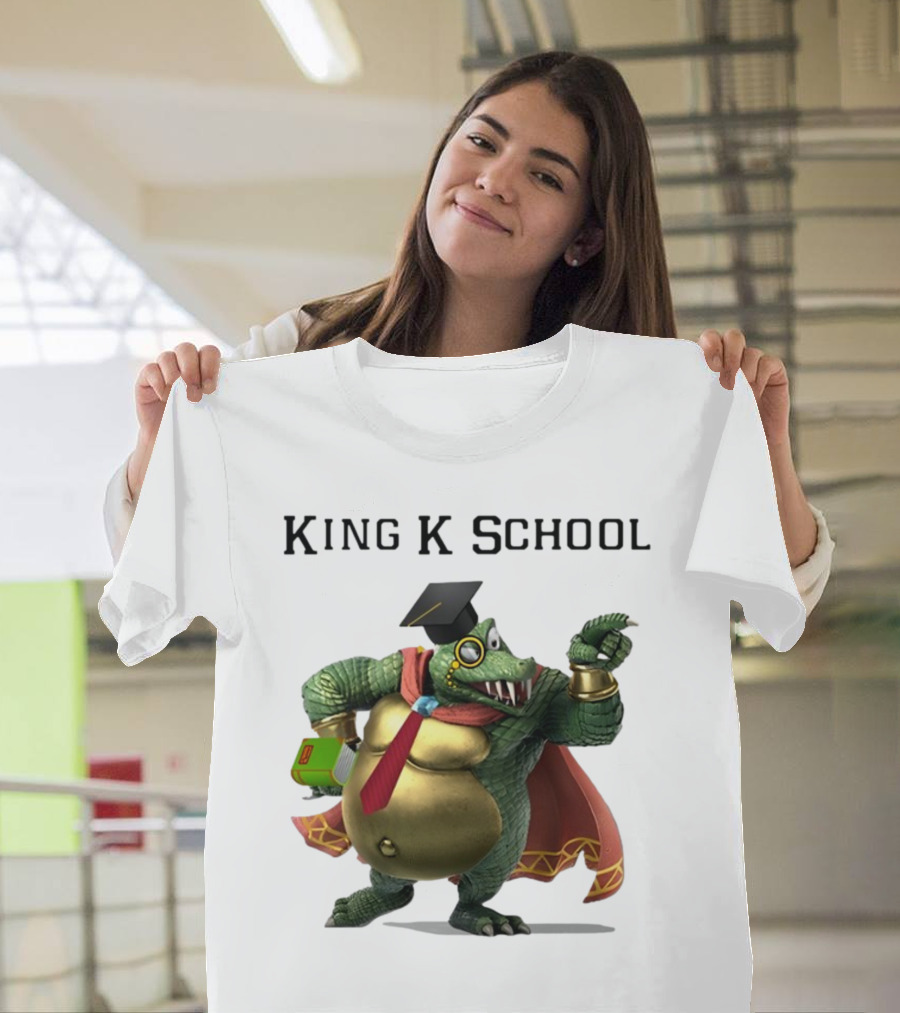 King K School Graduation Crocodile with Book and Cap T-Shirt