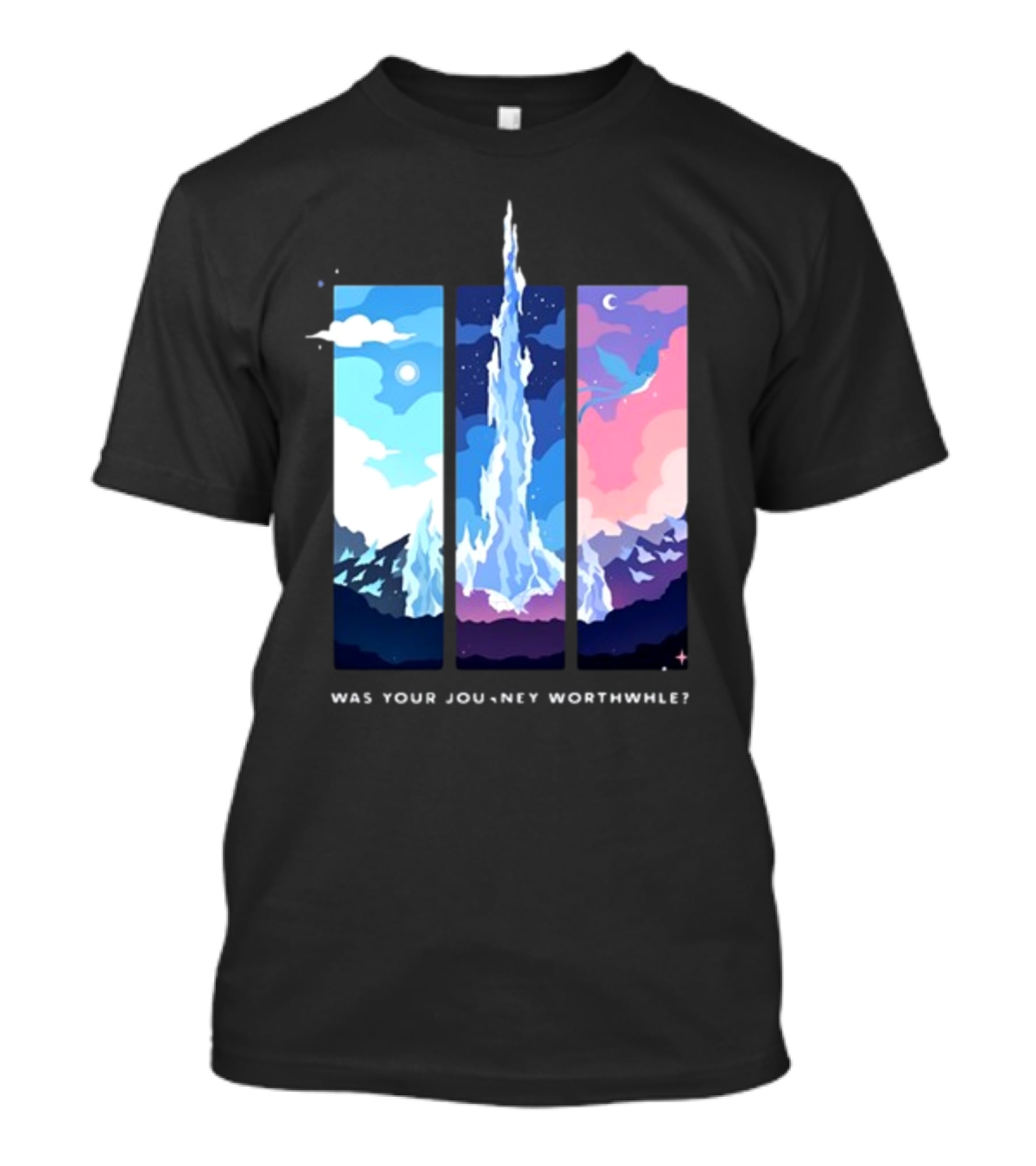Was Your Journey Worthwhile Cosmic Mountain Sky Triptych T-Shirt