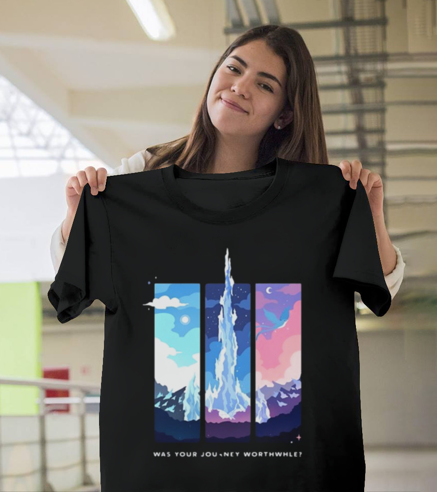 Was Your Journey Worthwhile Cosmic Mountain Sky Triptych T-Shirt