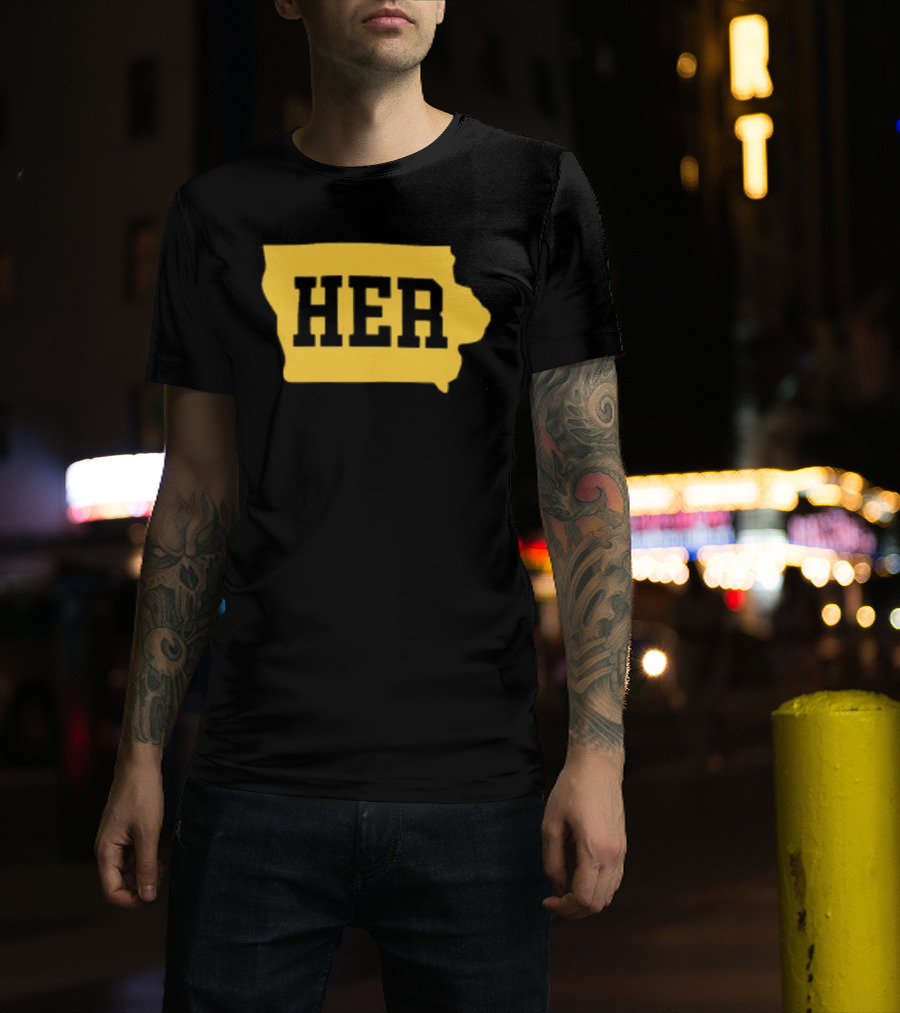 Iowa Her Gold State Outline T-Shirt