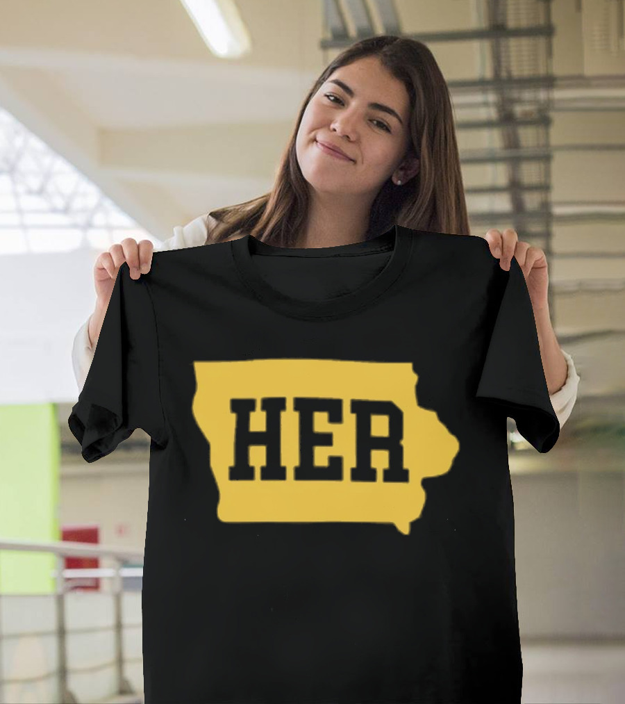 Iowa Her Gold State Outline T-Shirt