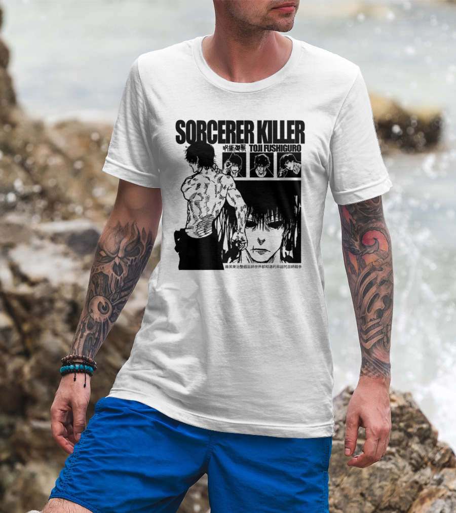 SORCERER KILLER TOJI FUSHIGURO Jujutsu Kaisen Manga Panels T-Shirt