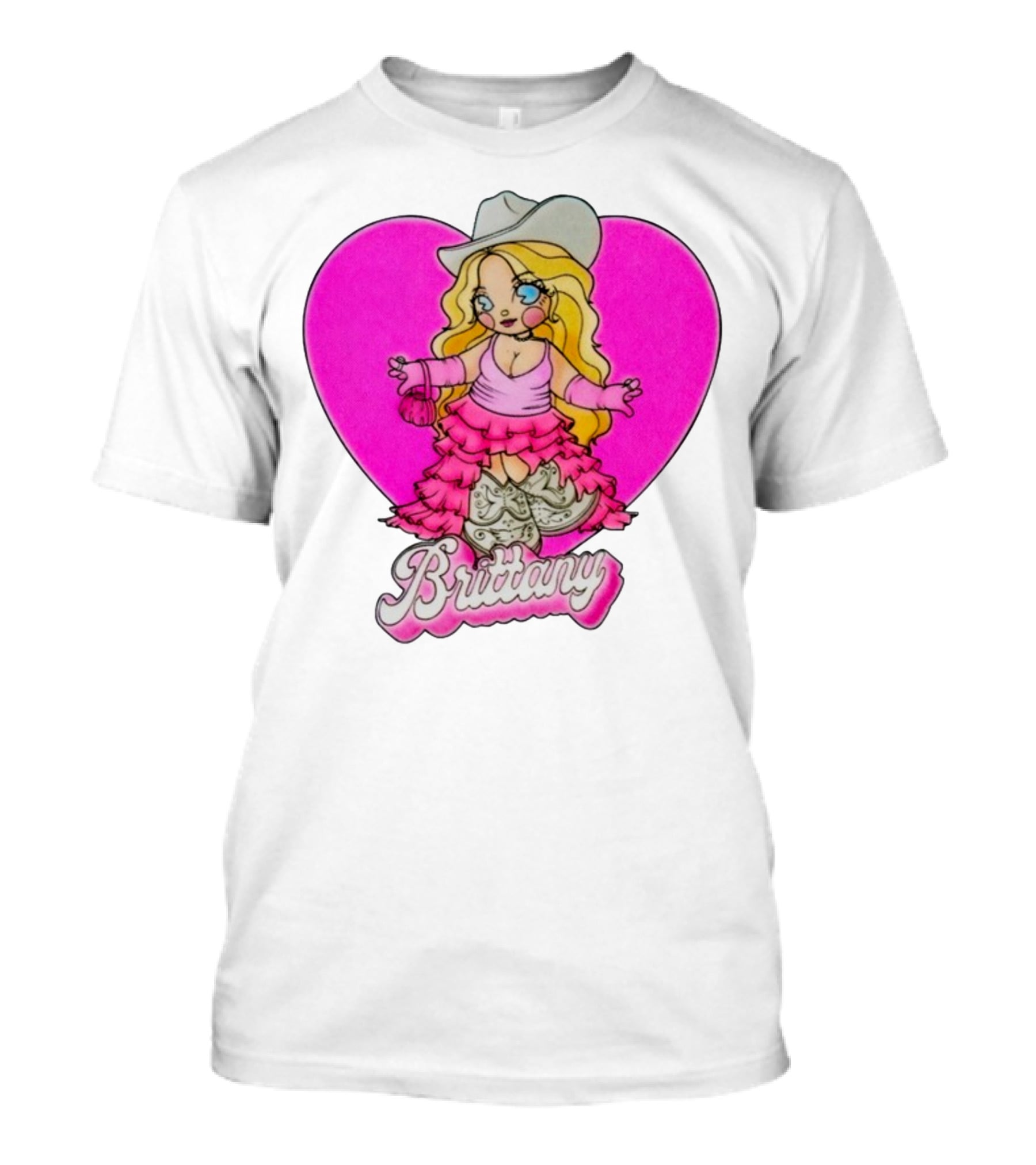 Brittany Heart Cowgirl Doll Boots Pink Ruffles Cartoon T-Shirt