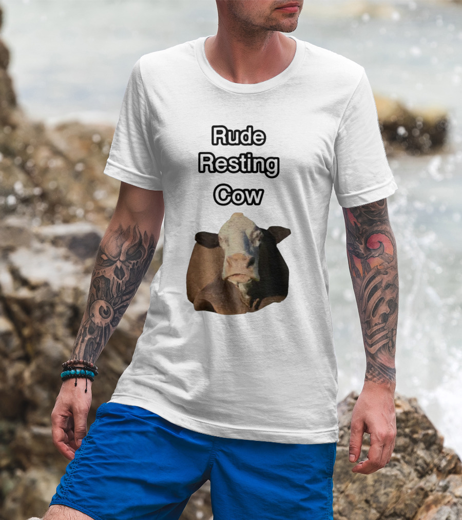 Rude Resting Cow Expression T-Shirt