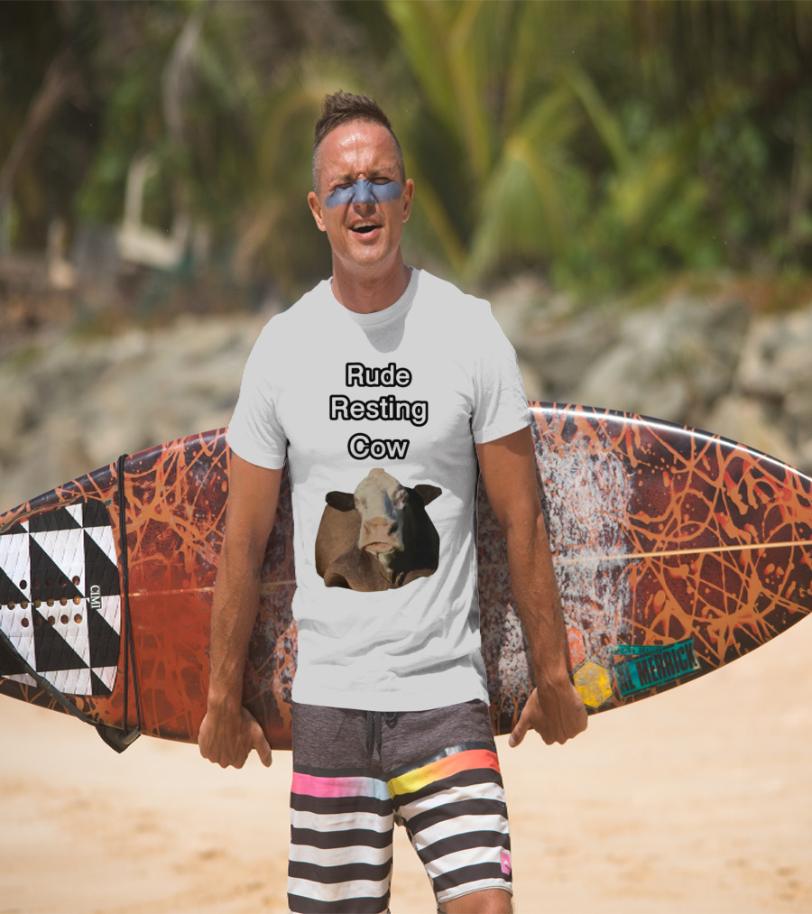 Rude Resting Cow Expression T-Shirt