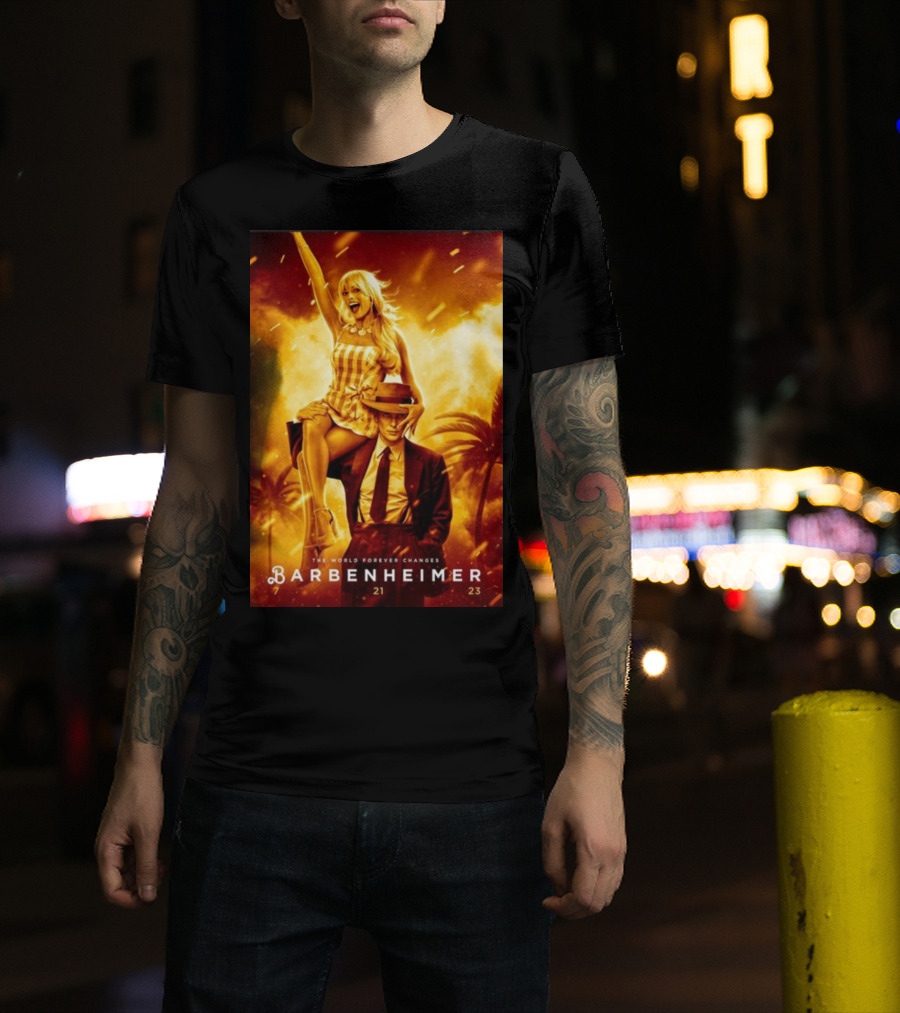 Barbenheimer 7 21 23 The World Forever Changes Stevereevesart T-Shirt